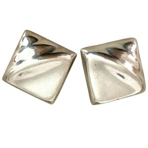 Vintage TAXCO Sterling Silver 925 Geometric Clip On Earrings